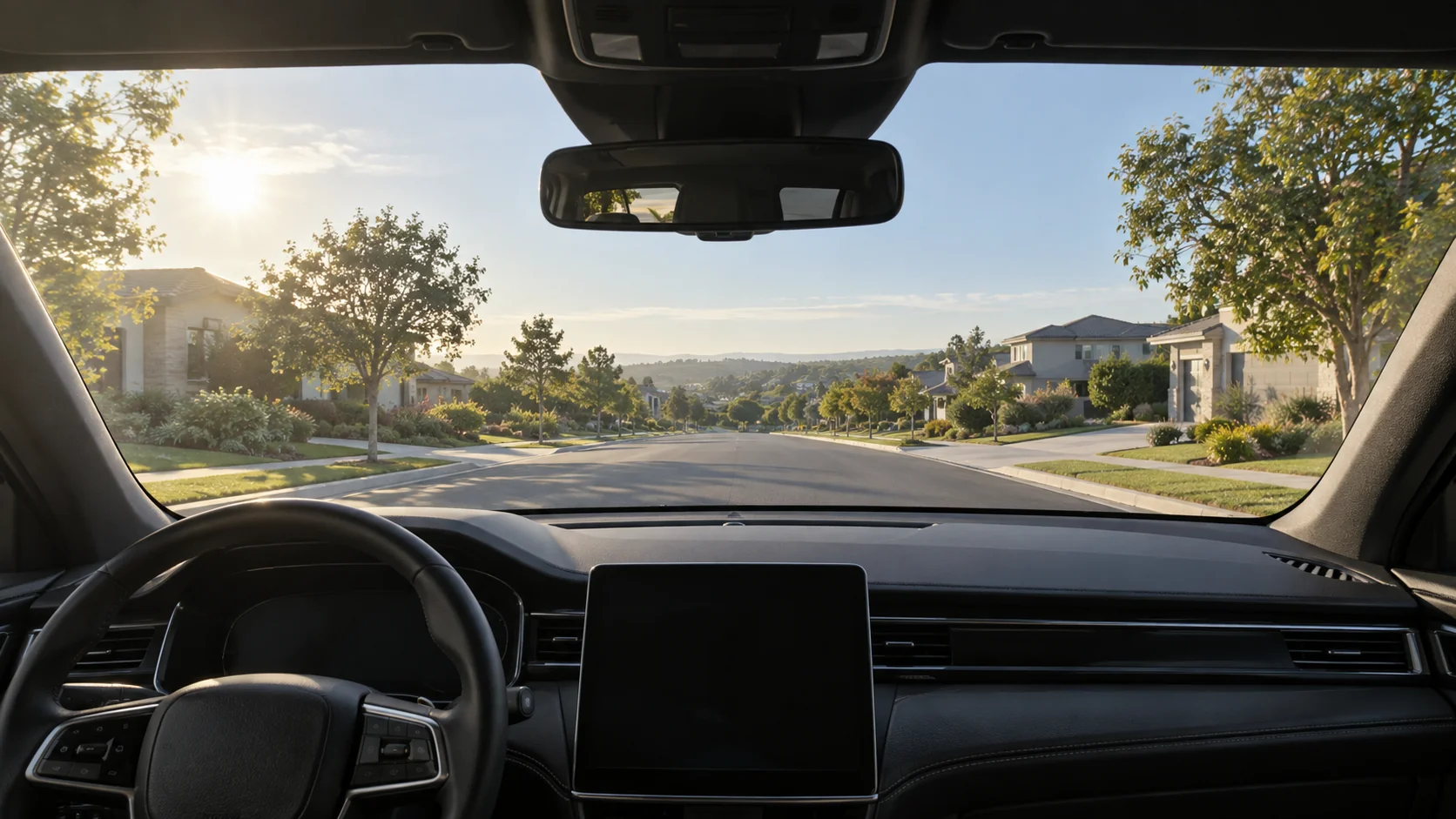 Illustrative front-facing view through an untreated windshield